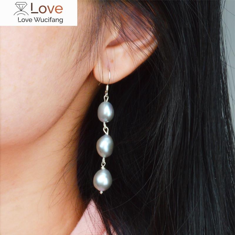 

Длинные серьги из натурального барочного жемчуга 925 пробы для женщин, черные пресноводные жемчуга, серьги-капли ручной работы, подарок на вечеринку