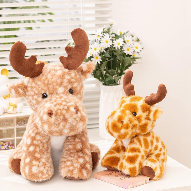 Cute Simulation Elk Doll Plush Toy Deer Sika Deer Doll Children's Doll Christmas Gift