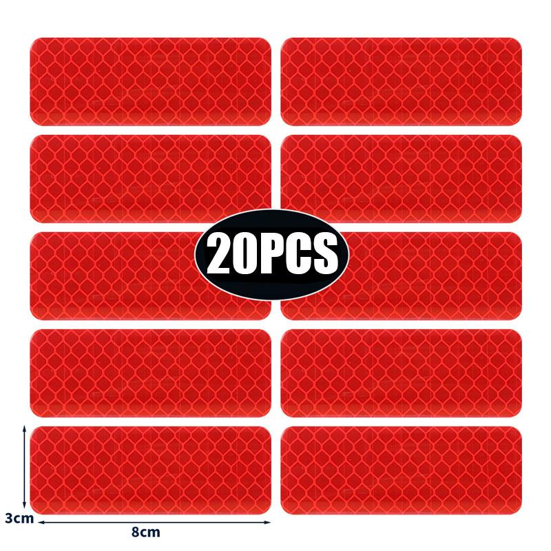 50/10pcs Car Bumper Reflective Stickers Reflective Warning Strip Tape Secure Reflector Stickers Decals Safety Warning 3*8CM