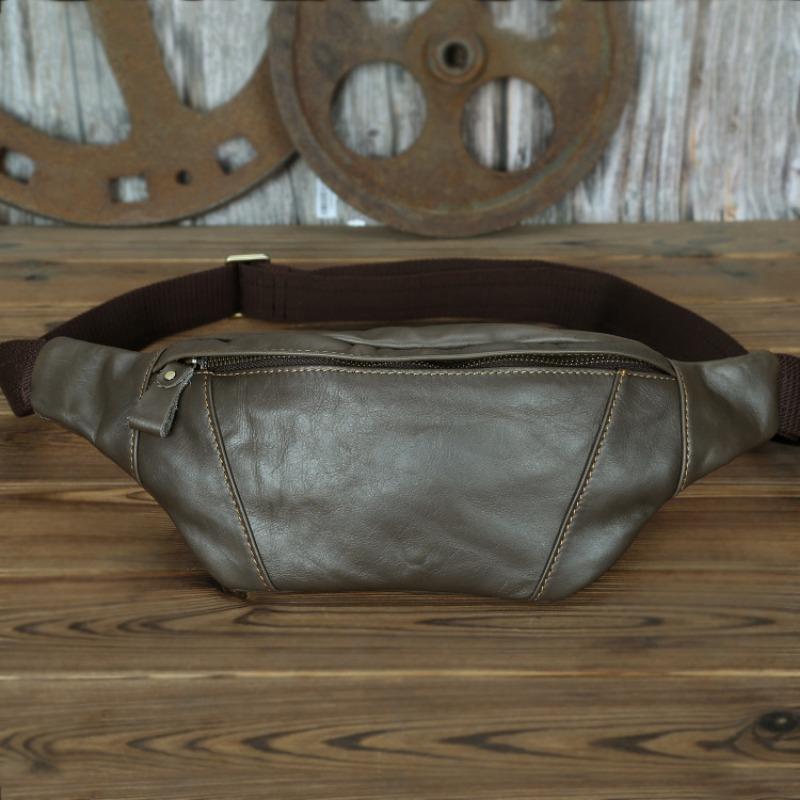 

Crazy Horse Натуральная кожаная поясная сумка из коровьей кожи, мужская кожаная сумка через плечо, сумка для мобильного телефона в стиле ретро для отдыха и спорта серый
