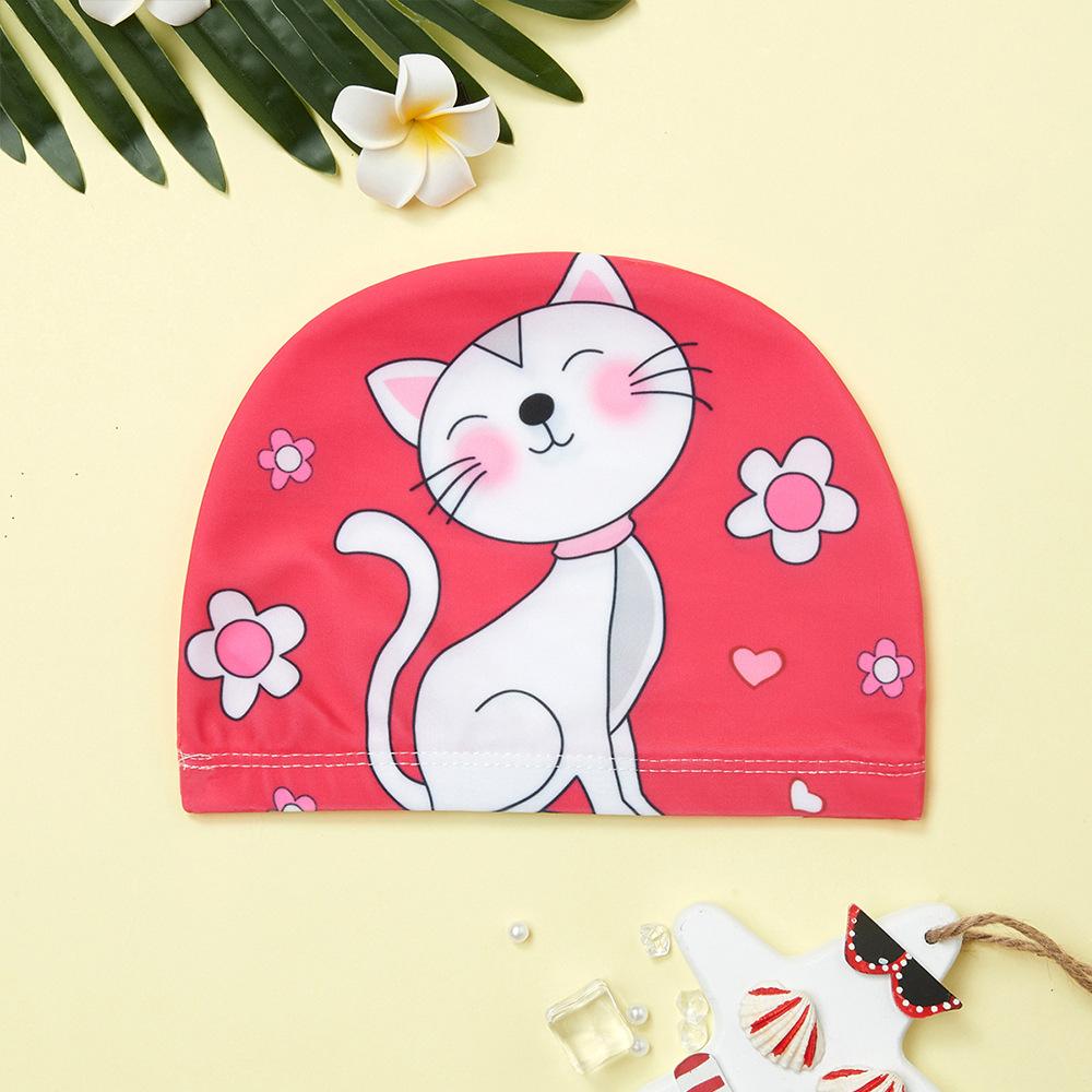 Kids Swim Cap Cartoon Pattern High Elastic Ear Protection Breathable for Pool Swimming Boys Girls Comfort Fit