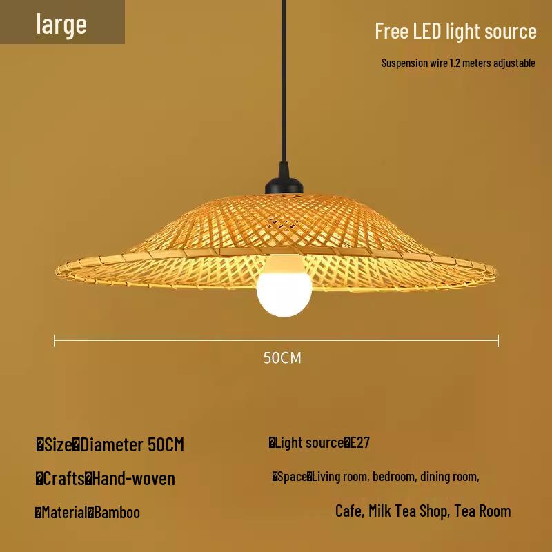 A8L Bamboo Pendant Lamp: New Chinese Zen Style, Rattan Woven Design, Ideal for Tea Rooms, Dining Areas & Teahouses with Japanese Antique Touch.