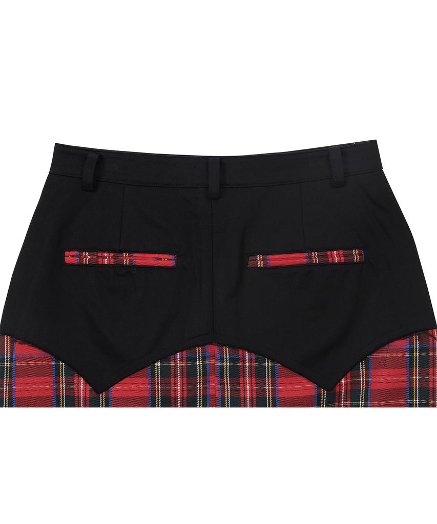 Cotton Rivers Club Checked Long Skirt (Red)