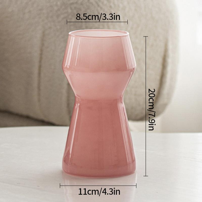 Creamy Color Glass Vase Hydroponic Flower Vase Transparent Plant Pots Dinning Living Room Decorative Vases Home Office Decor