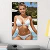 Vibrant Girl Art Print - Sexy Bikini Woman By Pool Aluminum Plate Home Office Decor Birthday Valentine's Day Gift