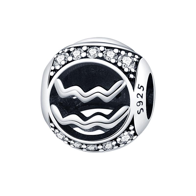 100% Copper 12 Constellation Abacus Series Charms Beads Fit Pan Original Bracelets Diy Jewelry Fine Making Gifts