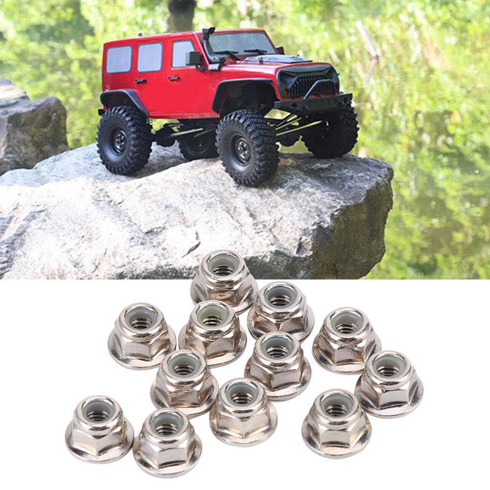 12PCS NonSlip Tire 4mm Lock Nut for Axial Traxxas TRX4 TRX6 SCX10 110 RC Model Car(Silver )