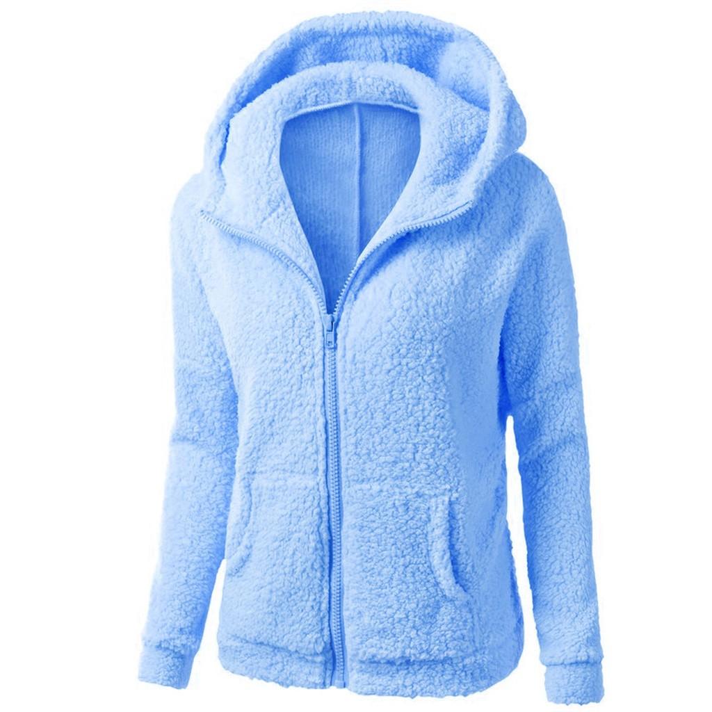 Abrigo de invierno para mujer, sudadera con capucha y cremallera de felpa