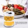 Pickle Jar with Strainer Flip Separate Wet Dry Double Compartment Transparent Hourglass Pickle Jar for Fruits Vegetables