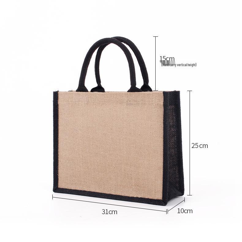 

Eco-Friendly Handmade Black Jute Shopping Bag - Large Capacity, Casual Single Shoulder & Handheld Design