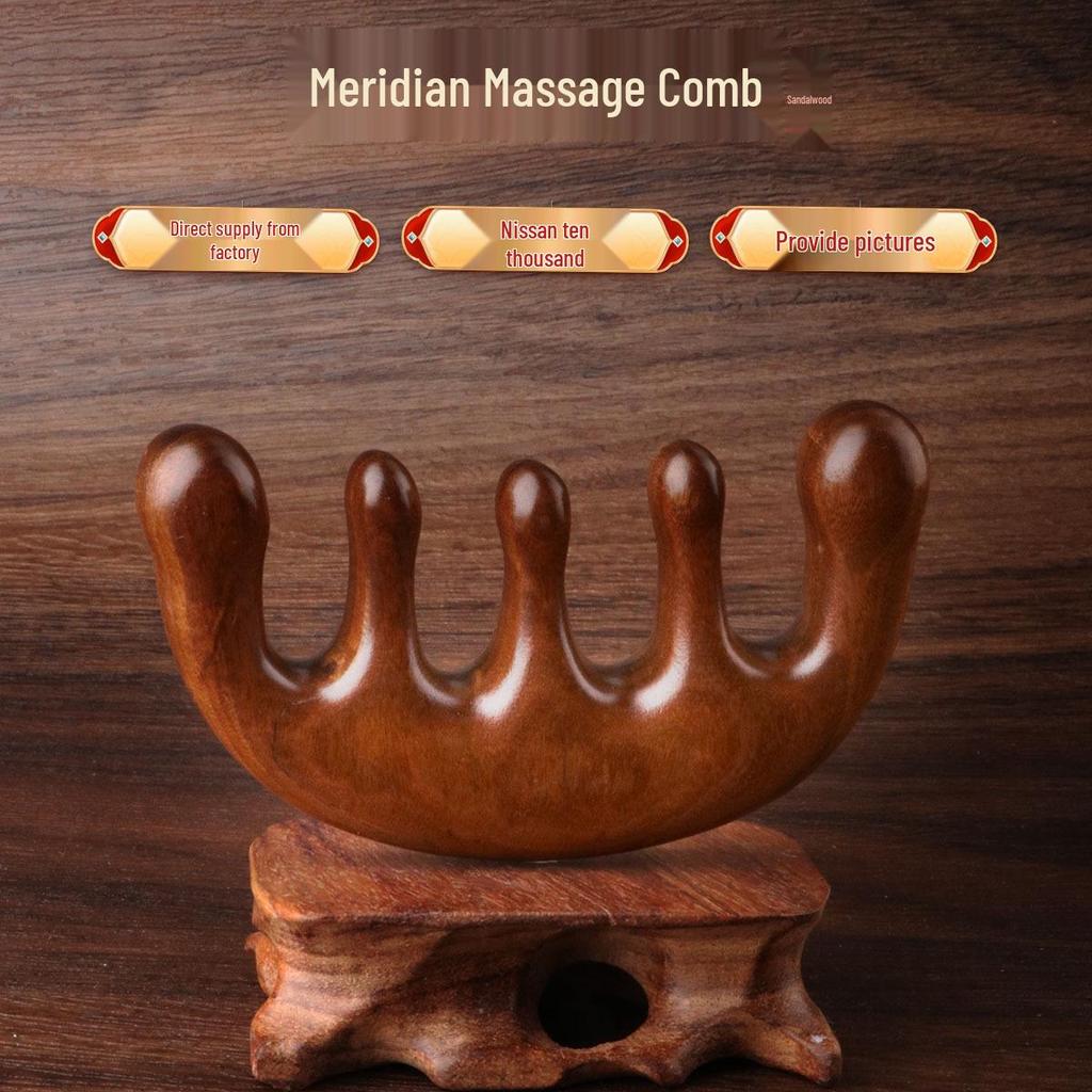 Massagekamm aus Sandelholz: Tragbarer Holzkopf- & Meridiankamm Souvenir