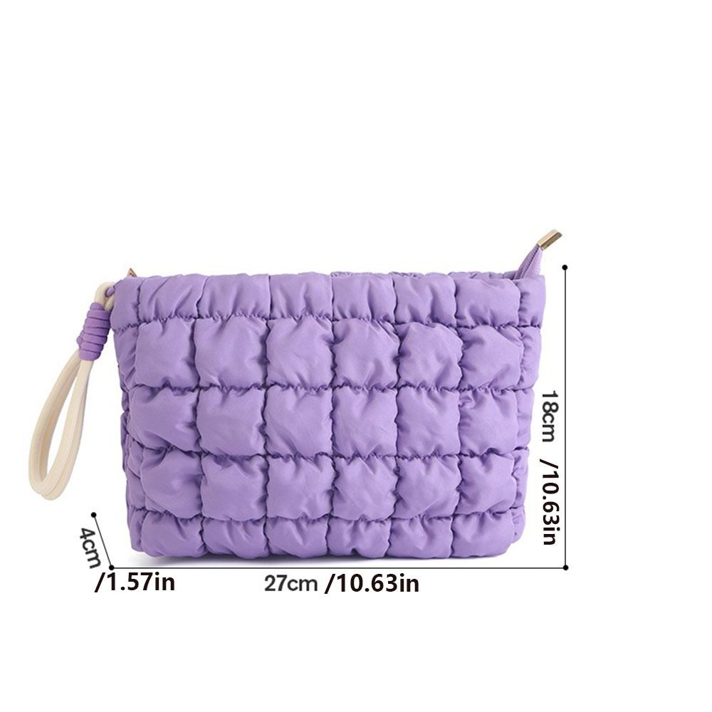 Sweet Korean Style Puffy Makeup Pouch Solid Color Large Capacity Cloud Handbag Soft With Zipper Cosmetic Bag Travel
