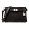 Tatiana Solid Lock Letter Logo Commuter Leather Tote Bag Small Women Tote Bags Black 32T9GT0C5L-BLACK