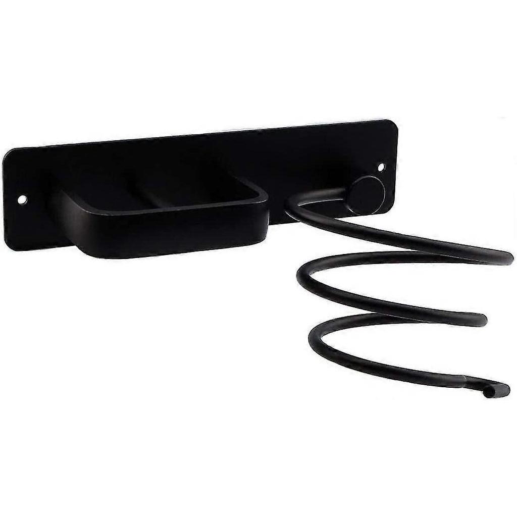 Hair Dryer Rack Black Aluminum Bathroom Hair Dryer Holder Kitchen Hanging Rack Beauty Care Tools Wall Mount Styling Organizer Storage Basket