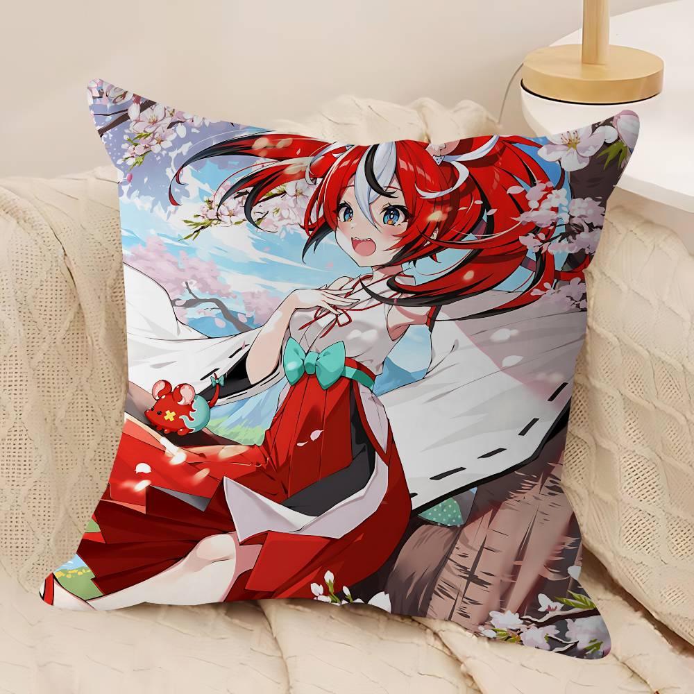 Anime H-Hakos Baelz-HololiveS Pillow Case Removable Washable Cushion Cover – All-Season Soft Linen