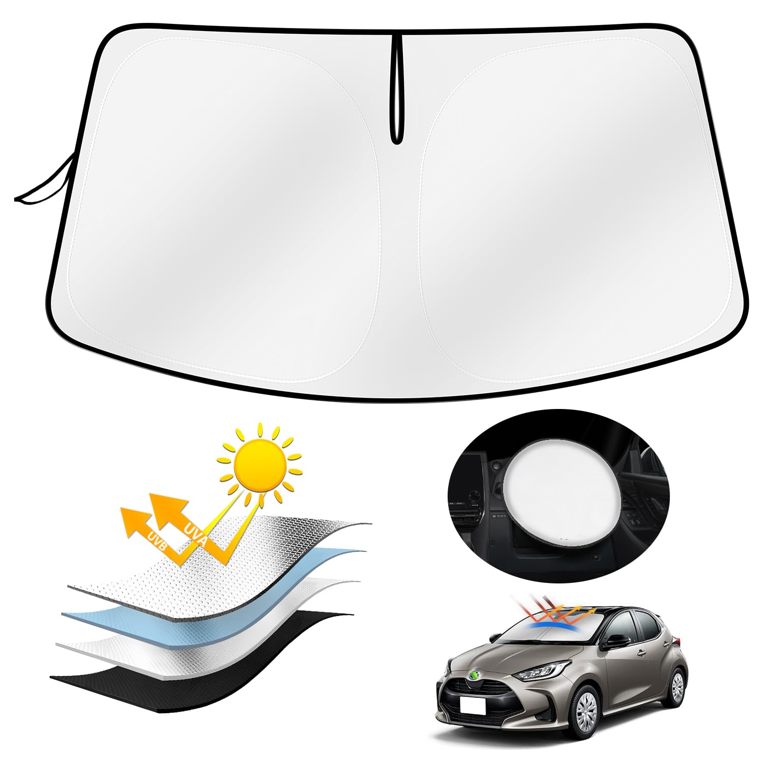 

AUTO SPEC Toyota New Yaris Применимый Передний Солнцезащитный Экран Автомобильный Солнцезащитный Экран Затемняющий Передний Экран YARIS 4-го Поколения Февраль 2020 г. Текущий Дизайн Солнцезащитный Экран УФ