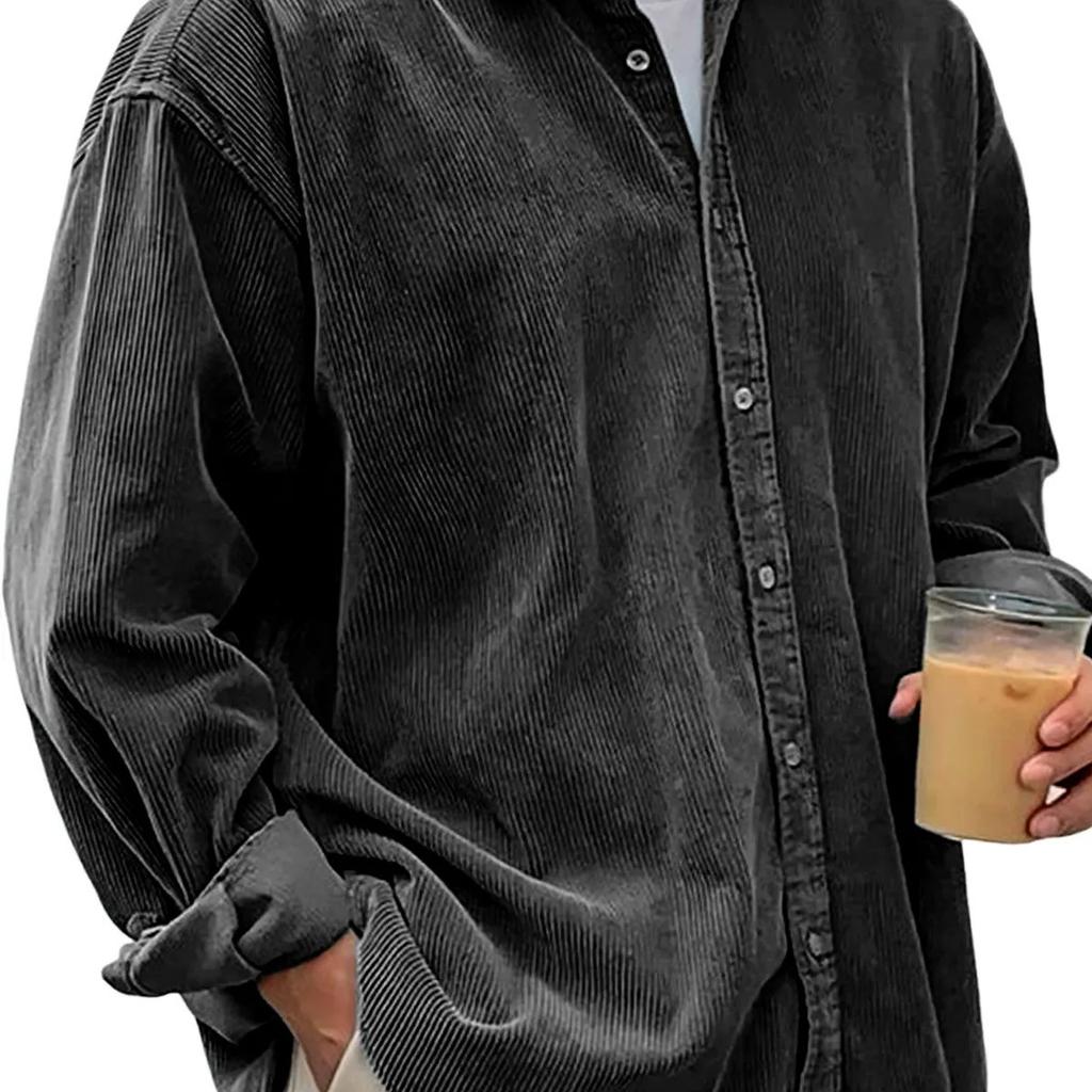 New Style Corduroy Shirt Men Long Sleeve Trendy Streetwear Fashion Brand Loose Casual Thick Shirt Jacket Coat Autumn Warm Comfortable  Daily Wear