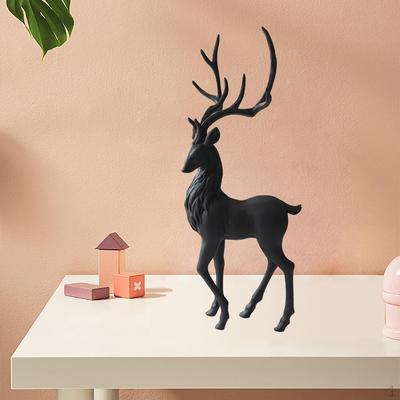 Black Resin Reindeer Ornaments Nordic Deer Decoration Statue for Shelf Desk Decor Gifts Furnishings