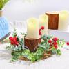 Christmas Artificial Berries Candle Holder Rings Candlestick Wreath Decoration for Festivals Party Home Centerpieces