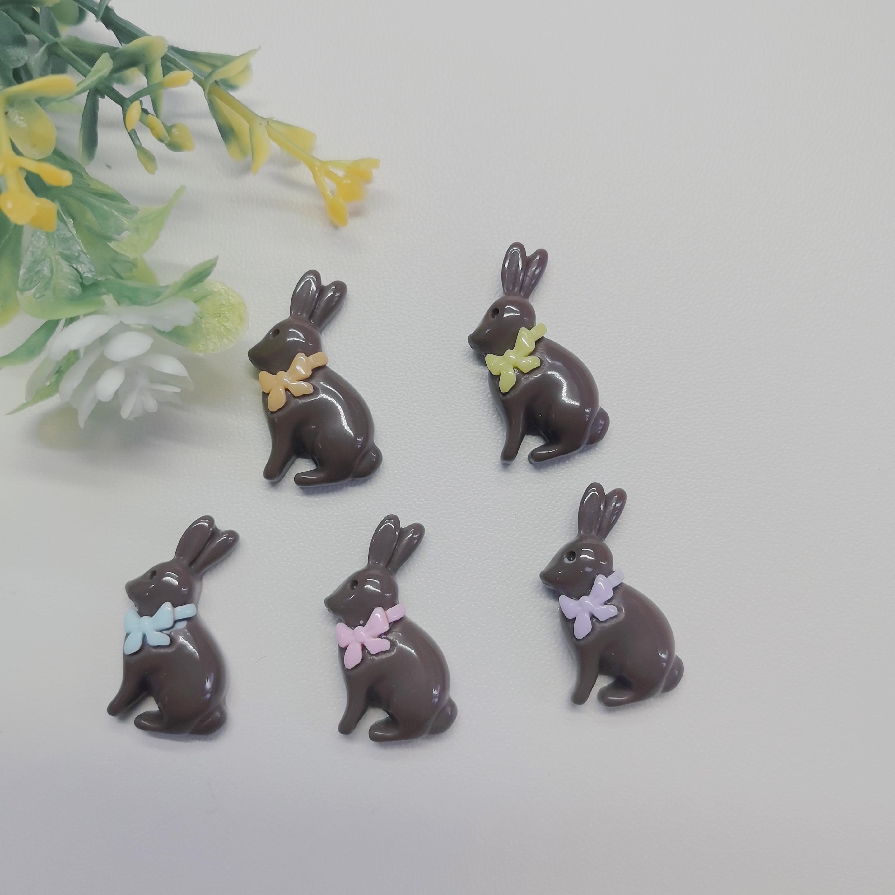 Resin Easter Rabbit Miniature Flat Back Rabbits Embellishments for Home Easter Day DIY Craft Decoration Supplies 100pcs/bag