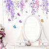 Colorful Pink Purple Wisteria Butterfly Flower Wall Sticker Self Adhesive Decal for Bedroom Living Room Hallway Home Decor