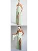 Chique Strapless Effen Kleur Maxi Jurk – Sexy Backless Design met Hoge Split