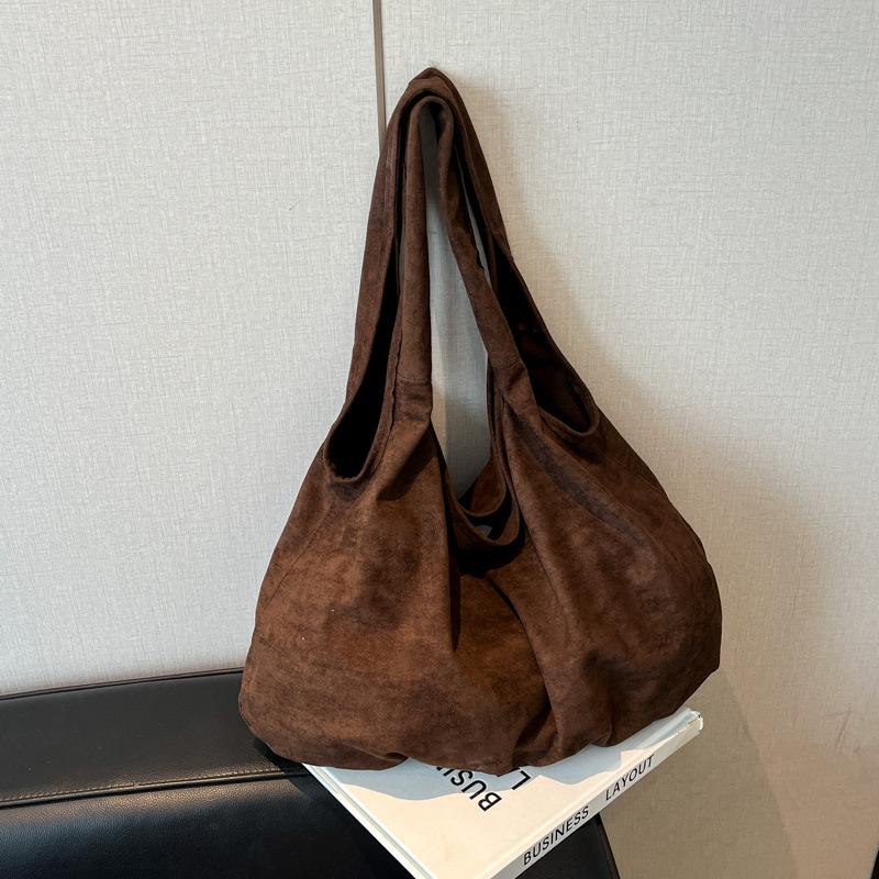 New Suede Tote Bag Women's Retro Matte Shoulder Bag High-end Large-capacity Commuting Versatile Shopper Handbags
