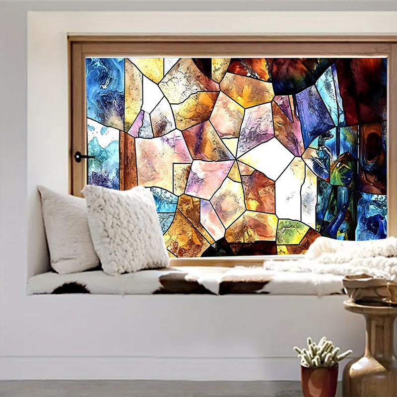 45X100cm Mozaic tradițional Film PVC pentru fereastră Mozaic abstract Film colorat pentru confidențialitate