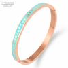 Geometry Jewelry Black Blue Enamel Bangles & Bracelets for Women Charm Bangles Stainless Steel Rose Gold Color Bangles