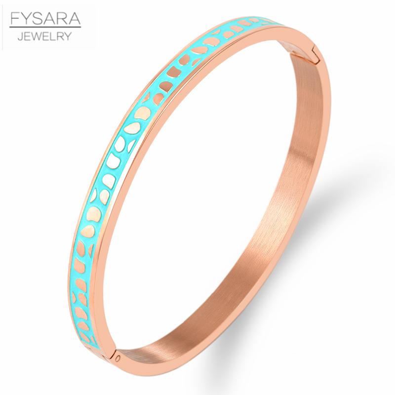 Geometry Jewelry Black Blue Enamel Bangles & Bracelets for Women Charm Bangles Stainless Steel Rose Gold Color Bangles