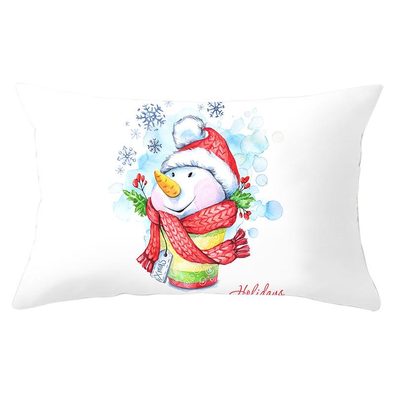 Simple Cartoon Print Series Christmas Waist Pillowcase Peach Skin Printed Pillowcase Home
