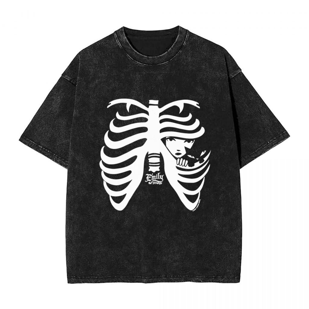 Harajuku Cotton Oversized TshirtMen Short Sleeve TeesEmily The Strange Summer Loose Washed Tops TShirt