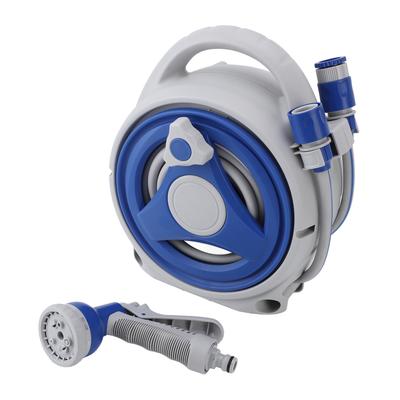 Garden Hose Reel Portable PVC ABS Water Hose Holder Easy To Use Sun Resistant 15M Lightweight Retractable Wall Mount with Spray Nozzle