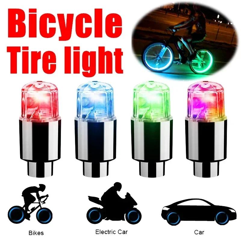 2pcs LED Tire Valve Stem Caps Neon Light Waterproof Wheel Spoke Lights LED Tire Lamp for Motorcycle Bicycle Car Accessories