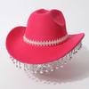 Western cowboy top hat imitation ivory rhinestone casual top hat small bell fringed jazz hat