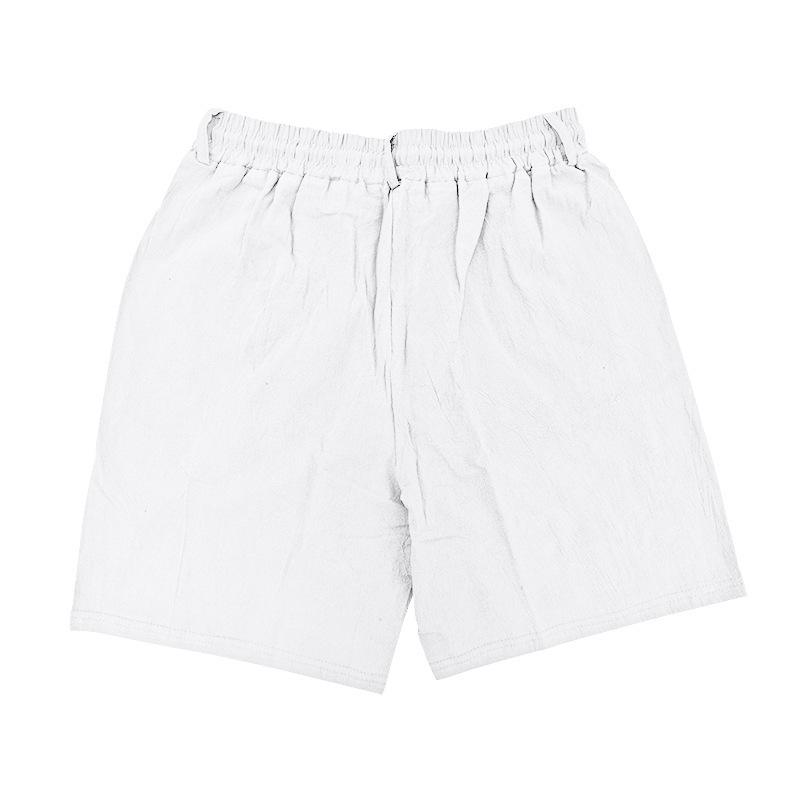Men's Loose Fit Linen Beach Shorts with Elastic Waistband and Drawstring