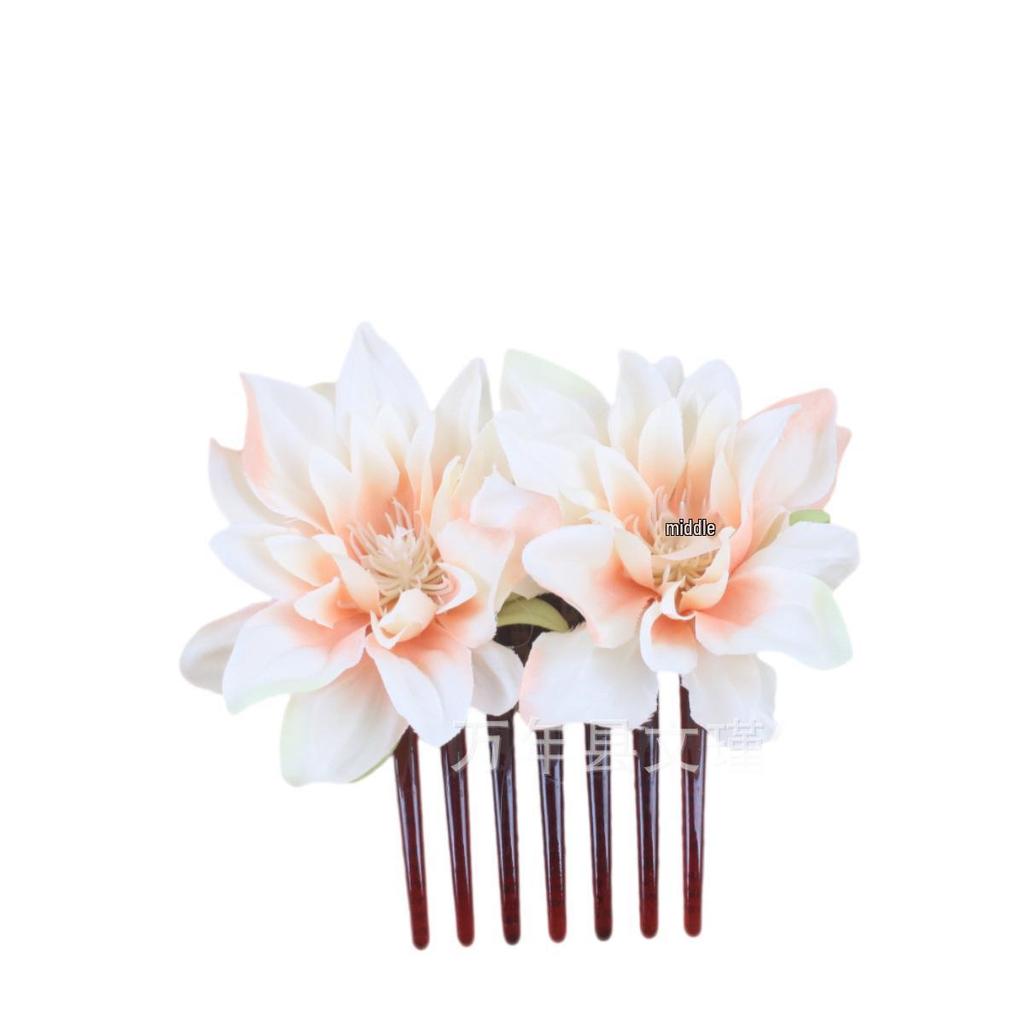 Retro Bridal Flower Hair Comb - Wedding Headdress, Updo Hairpin, Hanfu Accessories, Multiple Colors Available