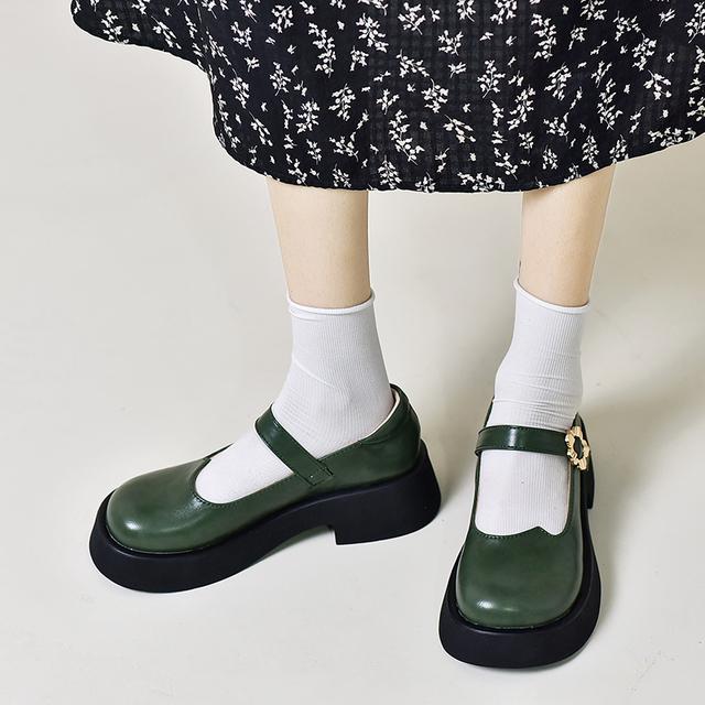 

Туфли в стиле Лолиты, черные туфли на платформе для девочек, модные черные туфли на высоком каблуке с круглым носком Мэри Джейн, женские студенческие туфли для косплея, зеленые, черные 7 зелёный