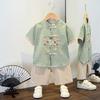 Completo Estivo da Ragazzo a Maniche Corte Stile Cinese per Bambini Hanbok Bello Completo Tang Cotone Lino Sezione Sottile di Abbigliamento Antico