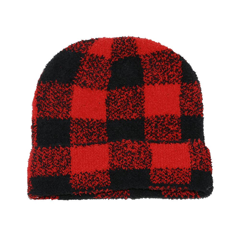 Autumn and Winter Christmas Classic Retro Plaid Jacquard Wool Hat Checkerboard Knitted Hat Men