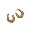 Medieval French Ins Geometric Irregular C-Shaped Polka Dot Metal Texture Copper Russian Gold Silver Needle Niche Earrings