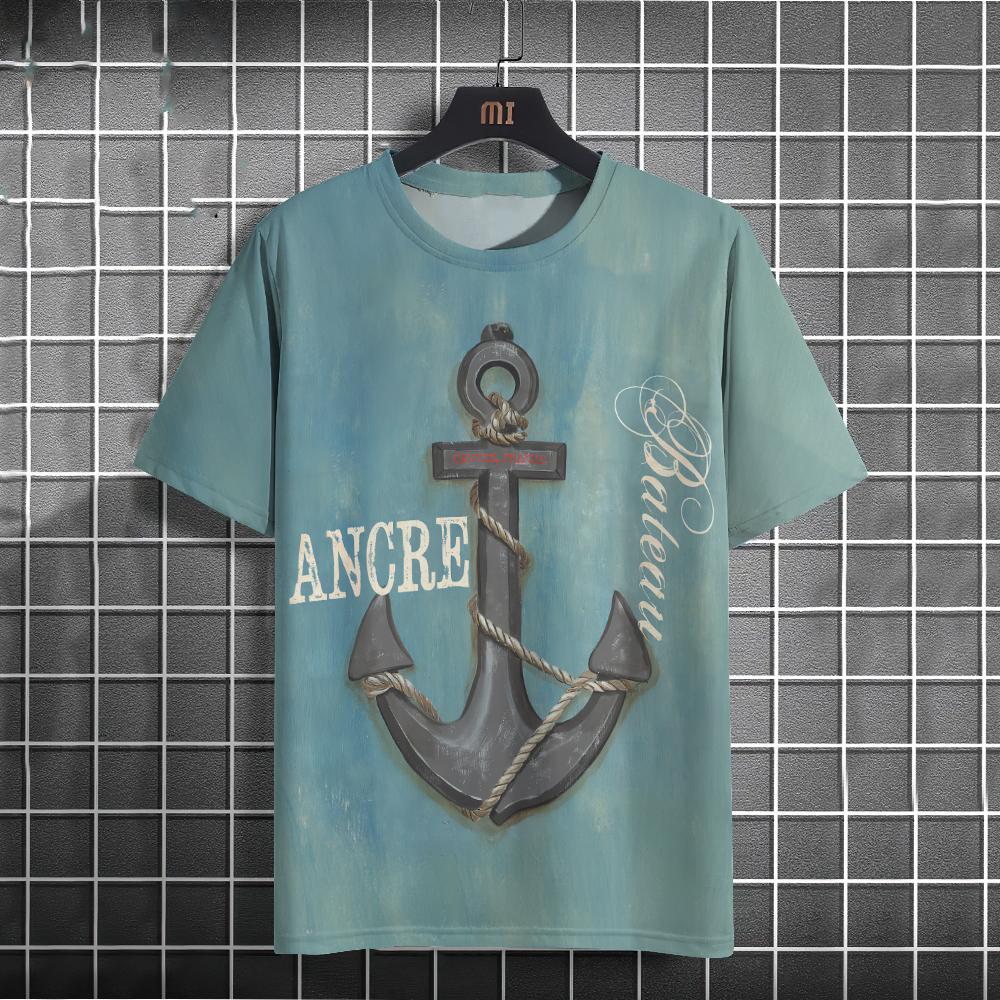 Summer Boat Anchor 3D Print T-Shirts Streetwear Men FashionCasual Oversized O-Neck Short Sleeved T Shirt Tees Tops Clothing
