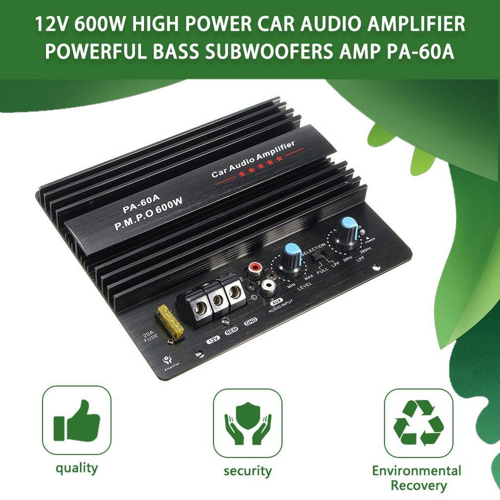 600W PA-60A Lautsprecher-Verstärkerplatine Verlustfreies Subwoofer-Bass-Modul Langlebiger Mono-Kanal 12V Hochleistungs Auto-Audio-Zubehör