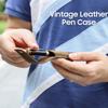 Leather Pen Pencil Case Large Capacity Desktop Organizer Retro Pen Pouch Holder  Stationary