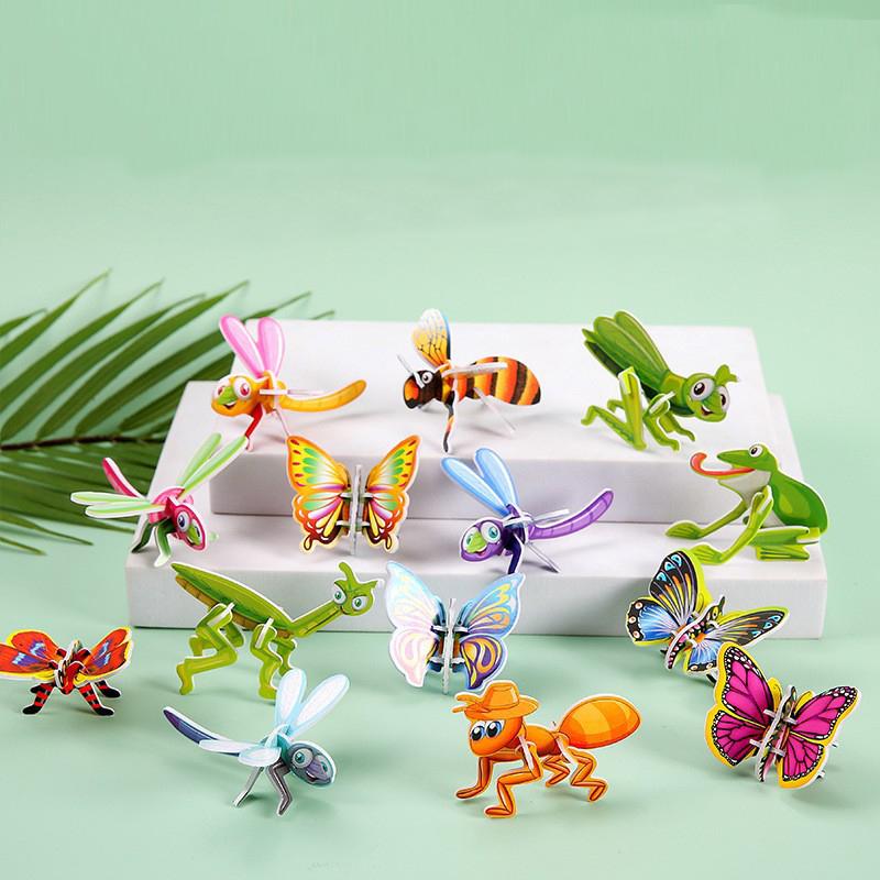 30Pcs 3D Cute Cartoon Animal Aircraft Car Dinosaur DIY Paper Jigsaw Puzzles Toys For Kids Birthday Party Favors Classroom Reward