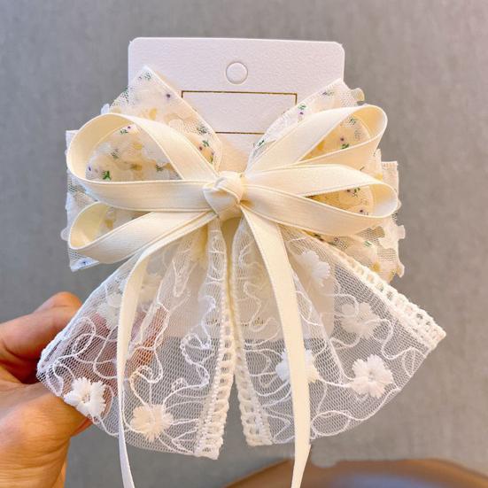Hairpin Soft Embroidery Lace Splicing Ribbon Bowknot Decor Girl Hair Pin Gentle Hairstyles Side Hair Clips Hair Accessory