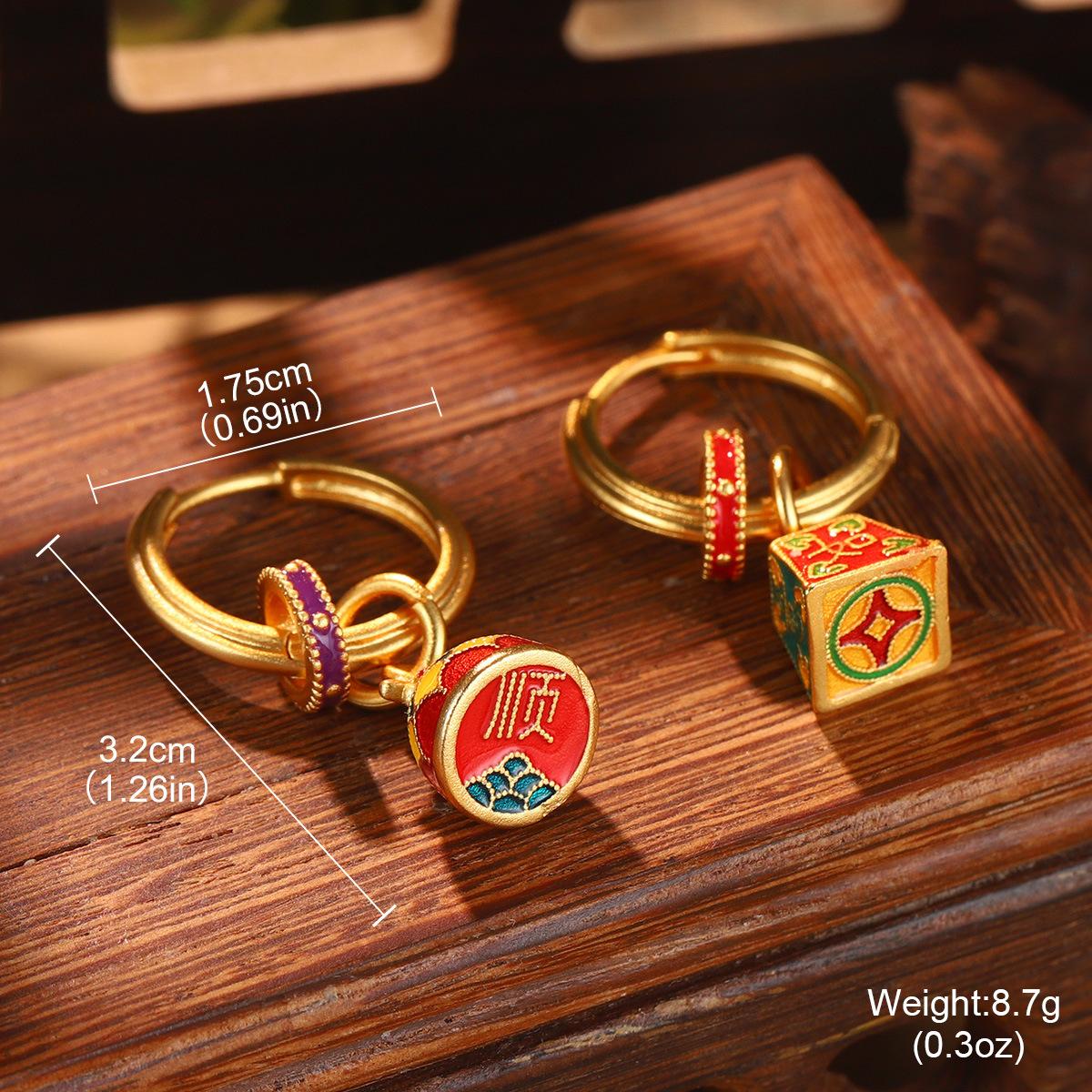 

Flower earrings New Chinese summer ear buckles Niche antique retro enamel earrings 2026Premium women s earrings