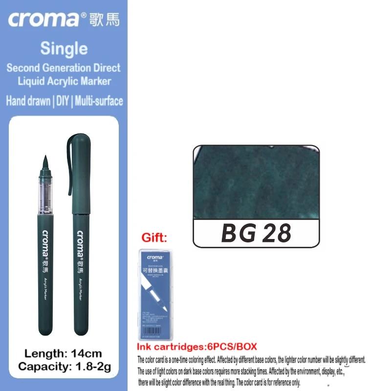 Croma 160/1 Farben Nachfüllbares Direktflüssig-Acrylmarker-Set mit Weicher Spitze, Waschbarer Aquarellpinsel Schulausstattung