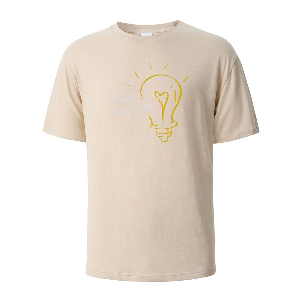 Think Positive Print TShirt Summer Tees For Men Women 100 Cotton Oneck Oversize Casual Short sleeved Tops