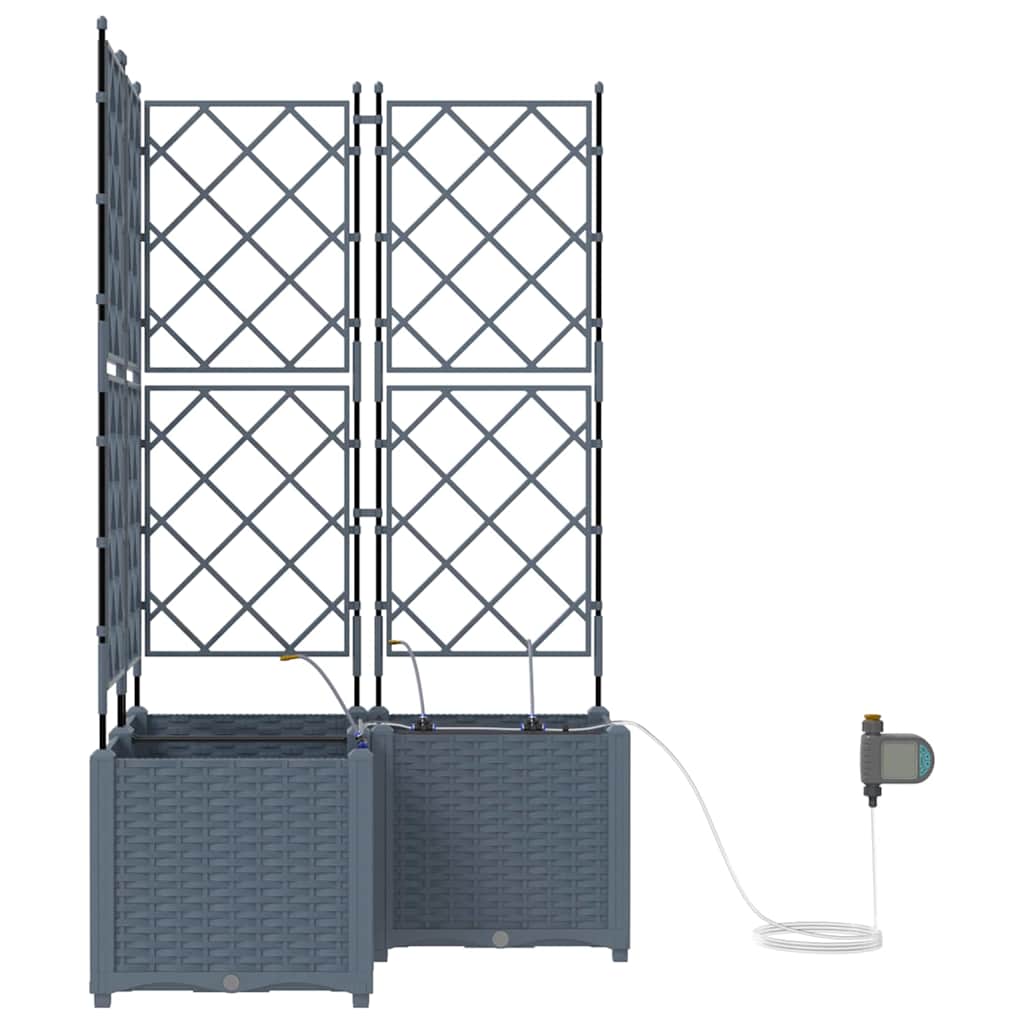 Garden Planter Set 3 Pcs Light Grey 80 X 80 X 142 Cm Plastic